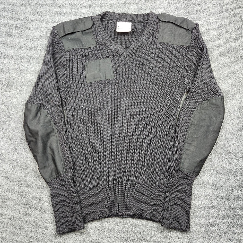 Brigade Quartermasters Sweater Mens Large Black Wool V Neck Commando‎ Military